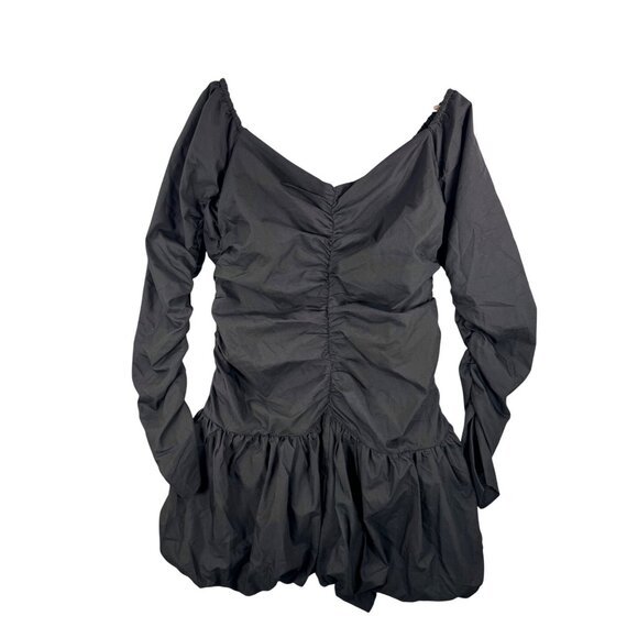 ASOS‎ Off shoulder ruched bodice mini dress bubble skirt black cocktail sz 12 - Picture 3 of 10